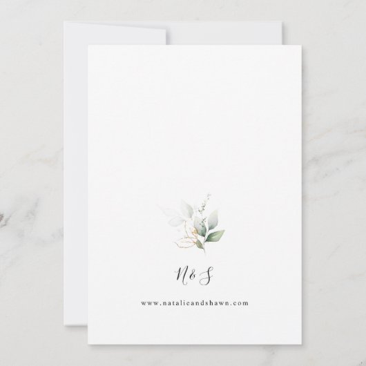 Eucalyptus Glow Gold Greenery Wedding Kaart (Achterkant)
