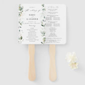 Eucalyptus Glow Gold Greenery Wedding Programme 2 Handwaaier (Voorkant en achterkant)