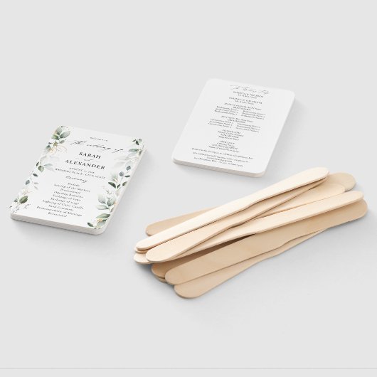 Eucalyptus Glow Gold Greenery Wedding Programme 2 Handwaaier (Niet-gemonteerd)