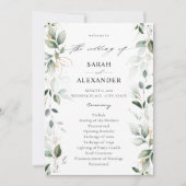 Eucalyptus Glow Gold Greenery Wedding Programme 2 Kaart (Voorkant)