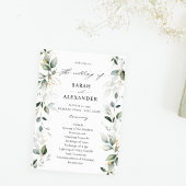 Eucalyptus Glow Gold Greenery Wedding Programme 2 Kaart