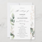 Eucalyptus Glow Gold Greenery Wedding Programme Kaart (Voorkant)