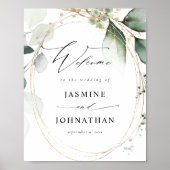Eucalyptus Glow Gold Greenery Welcome Sign Poster2 Poster (Voorkant)