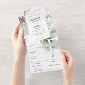 Eucalyptus Glow Goud Groene Huwelijksfeest All In One Uitnodiging (Afscheurbaar)