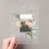 Eucalyptus Glow Verticale foto Opslaan Datum Acryl Uitnodigingen (Insitu (Draagbaar))