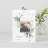 Eucalyptus Glow Verticale foto Opslaan Datum Save The Date (Staand voorkant)