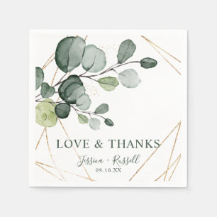 Eucalyptus Gold Abstract Bedankt- en liefdespapier Servet