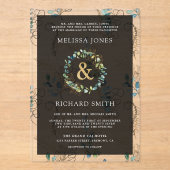 Eucalyptus Gold Ampersand Black Wedding Acryl Uitnodigingen (Voorkant)