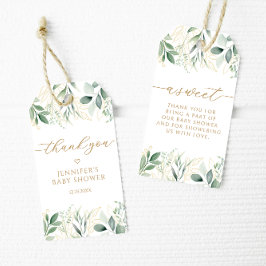 Eucalyptus Gold Baby shower Bedankt voor de tags Cadeaulabel