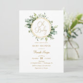 Eucalyptus Gold Baby shower uitnodiging (Staand voorkant)