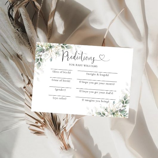 Eucalyptus Gold Baby shower voorspellingen Kaart