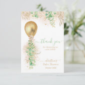 Eucalyptus Gold ballon Baby shower Hartelijk dank Bedankkaart (Staand voorkant)