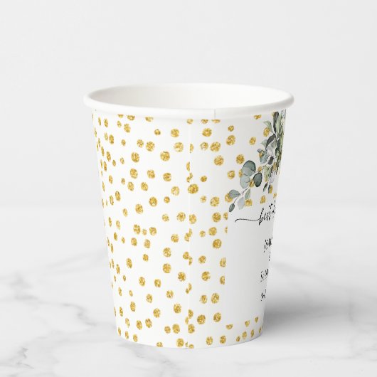 Eucalyptus Gold beste dag ooit bruiloft Papieren Bekers (Rechts)