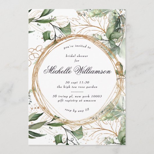 Eucalyptus Gold Boho Circles Pampas Vrijgezellenfe Kaart (Voorkant)