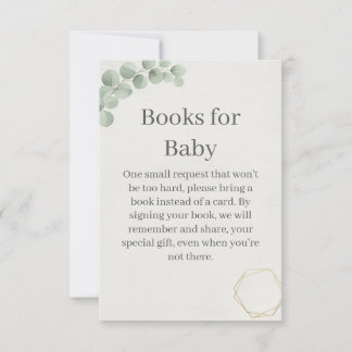 Eucalyptus Gold Books for Baby Shower Insert Card Bedankkaart