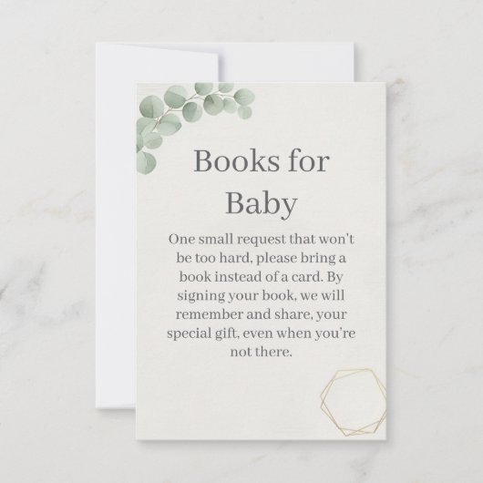 Eucalyptus Gold Books for Baby Shower Insert Card Bedankkaart (Voorkant)