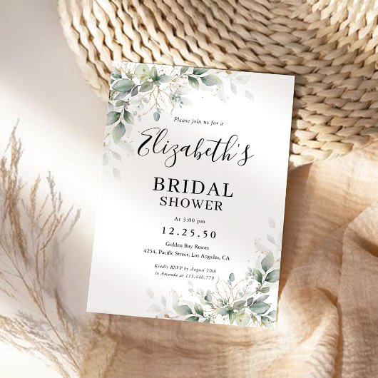 Eucalyptus Gold bruids douche uitnodiging