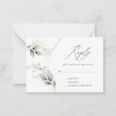 Eucalyptus gold bruiloft RSVP Notitiekaartje (Voorkant)