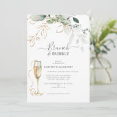 Eucalyptus Gold Calligraphy Vrijgezellenfeest Invi Kaart (Staand voorkant)