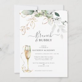 Eucalyptus Gold Calligraphy Vrijgezellenfeest Invi Kaart