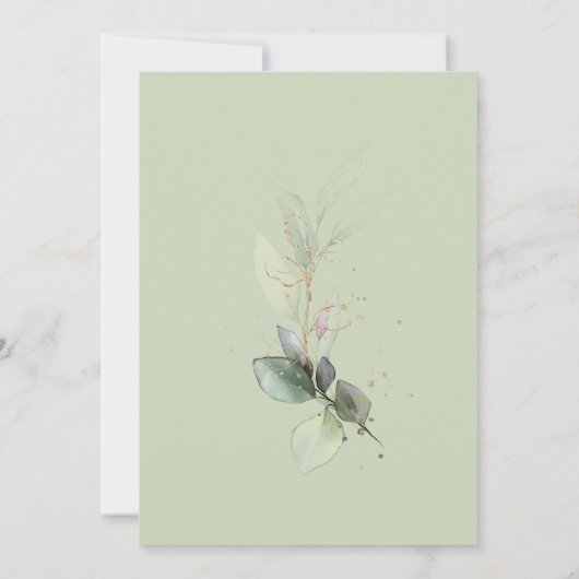 Eucalyptus Gold Calligraphy Vrijgezellenfeest Invi Kaart (Achterkant)