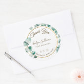 Eucalyptus Gold Cirkel Hartelijk dank Ronde Sticker (Envelop)