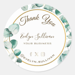Eucalyptus Gold Cirkel Hartelijk dank Ronde Sticker