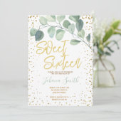 Eucalyptus Gold Confetti Sweet Sixteen Birthday Kaart (Staand voorkant)