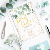 Eucalyptus Gold Confetti Sweet Sixteen Birthday Kaart