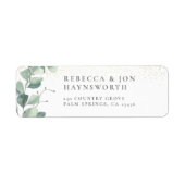 Eucalyptus & Gold Confetti Wedding Etiket (Voorkant)