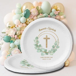 Eucalyptus Gold Cross Christening Papieren Bordje