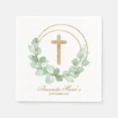 Eucalyptus Gold Cross Christening Servet (Voorkant)