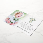 Eucalyptus Gold Cross-foto Baptisme Hartelijk dank Folie Uitnodiging (Gedraaid)