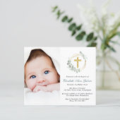 Eucalyptus Gold Cross - Photo Baptisme - Uitnodigi (Staand voorkant)