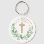 Eucalyptus Gold Cross Sleutelhanger (Voorkant)