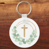 Eucalyptus Gold Cross Sleutelhanger (Voorkant)