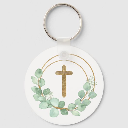 Eucalyptus Gold Cross Sleutelhanger (Achterkant)