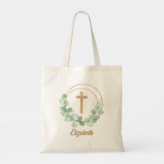 Eucalyptus Gold Cross Tote Bag (Achterkant)