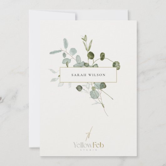 Eucalyptus Gold Cross Wreate First Heilige Communi Kaart (Achterkant)