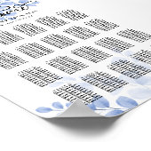 Eucalyptus Gold Dusty Blue Wedding Seating Chart Poster (Hoek)