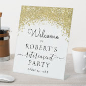 Eucalyptus Gold Elegant Retirement Party Welkom Reclamebord Met Voetstuk (Insitu)