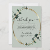 Eucalyptus Gold Elegant Script Sage Green Wedding Bedankkaart (Voorkant)