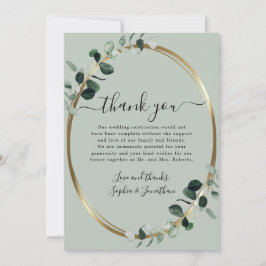 Eucalyptus Gold Elegant Script Sage Green Wedding Bedankkaart