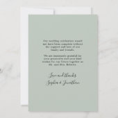 Eucalyptus Gold Elegant Script Sage Photo Weddensc Bedankkaart (Achterkant)