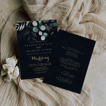 Eucalyptus Gold Floral Blue Front & Back Wedding