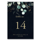 Eucalyptus Gold Floral Calligrafie Blue Wedding Kaart (Voorkant)