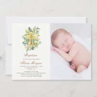 eucalyptus gold floral cross baptisme foto