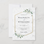 Eucalyptus Gold Foil Lijst Marble Wedding Kaart (Voorkant)