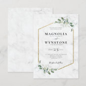 Eucalyptus Gold Foil Lijst Marble Wedding Kaart (Voorkant / Achterkant)