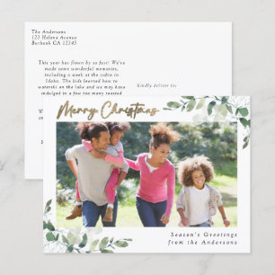 Eucalyptus Gold Foil Merry kerstfoto Feestdagenkaart